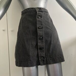 American Apparel Black Washed Button Skirt Size XS Short Denim Midi High Waist